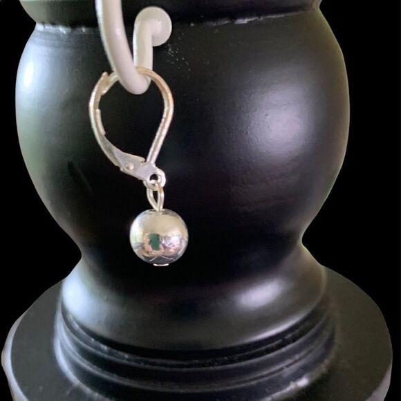 Silver Tone Chain & Bead Necklace + Dangle Earrings Set Shiny Patina Adjustable - Picture 3 of 5